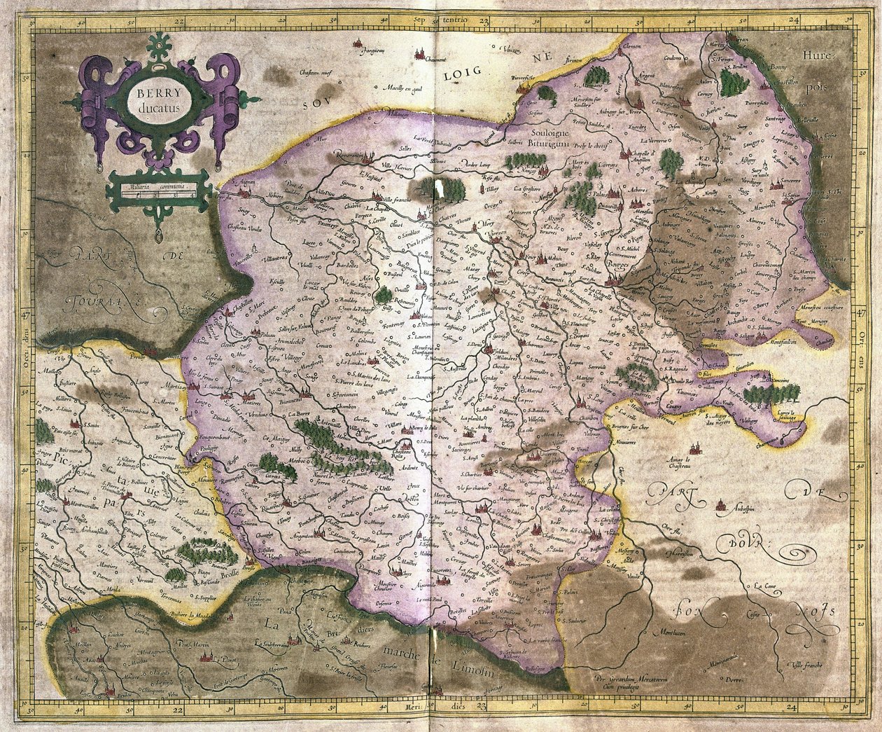 Bourges (Loire-dalen), Frankrig (gravering af Gerardus Mercator