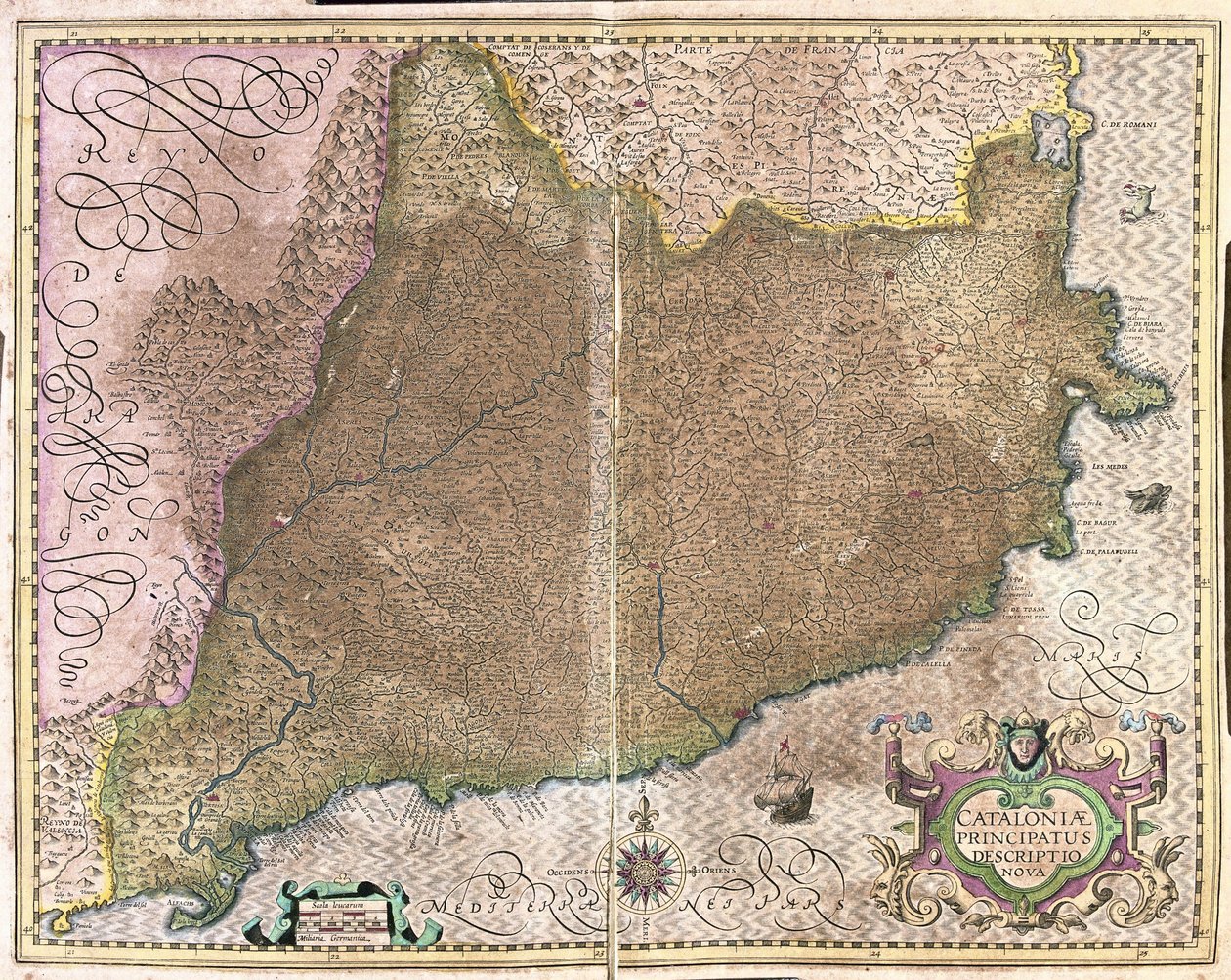 Catalonien, Spanien (gravering af Gerardus Mercator