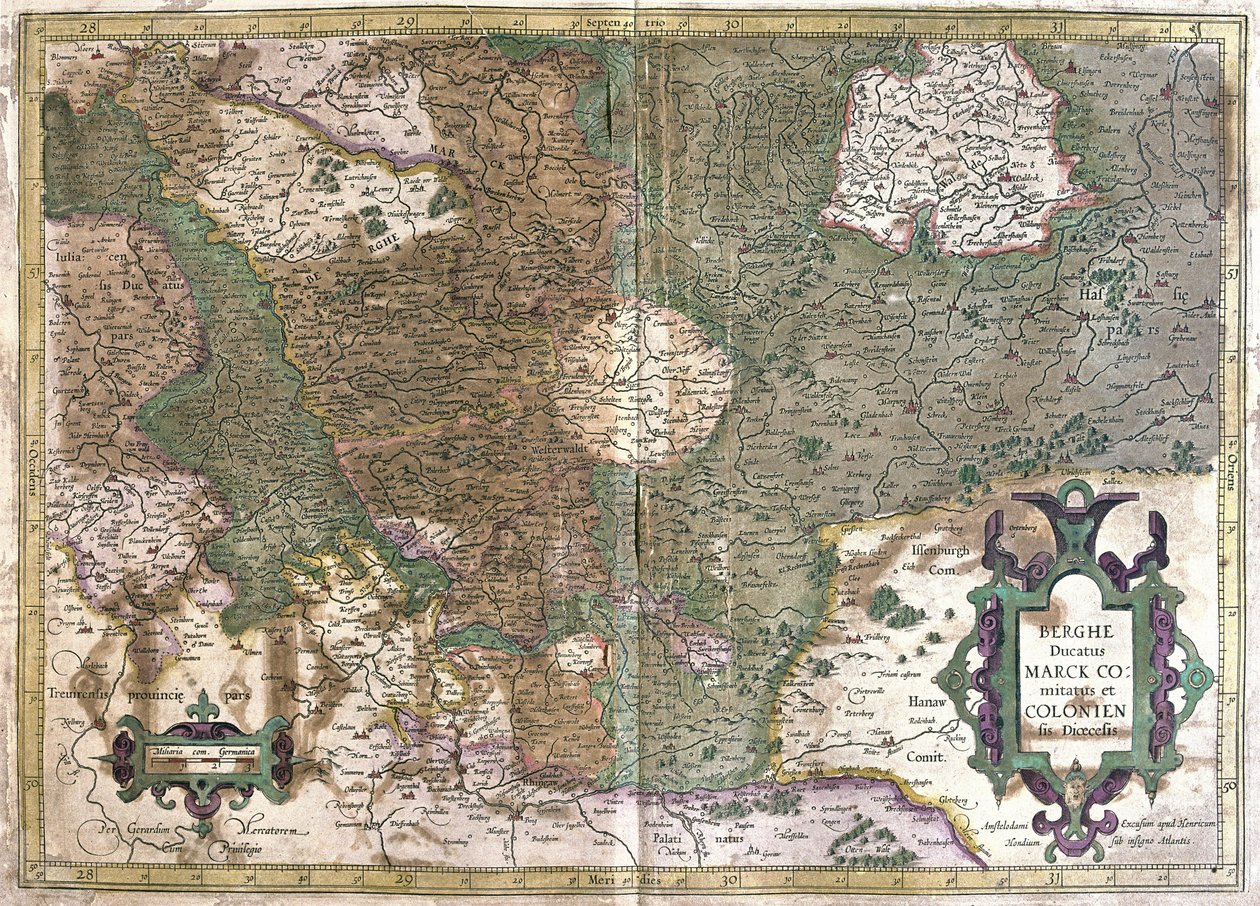 Köln, Waldeck (Hessen), Tyskland (gravering af Gerardus Mercator