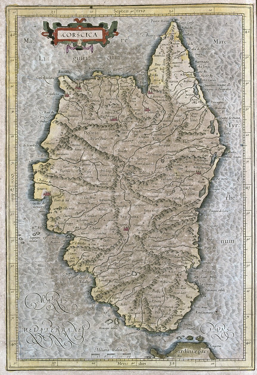 Korsika, Frankrig (gravering af Gerardus Mercator