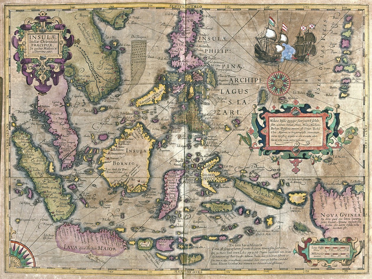 Østindien med Borneo og Filippinerne (gravering af Gerardus Mercator