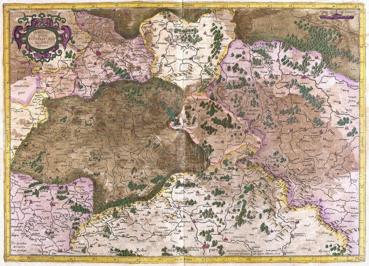 Tyskland, Tjekkoslovakiet og Polen (gravering af Gerardus Mercator