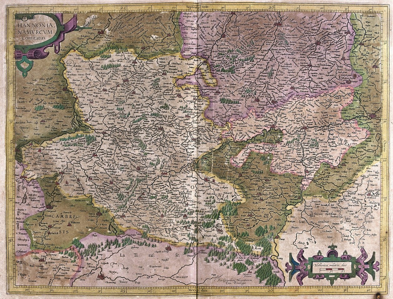 Hainaut, Namur, Belgien (gravering af Gerardus Mercator