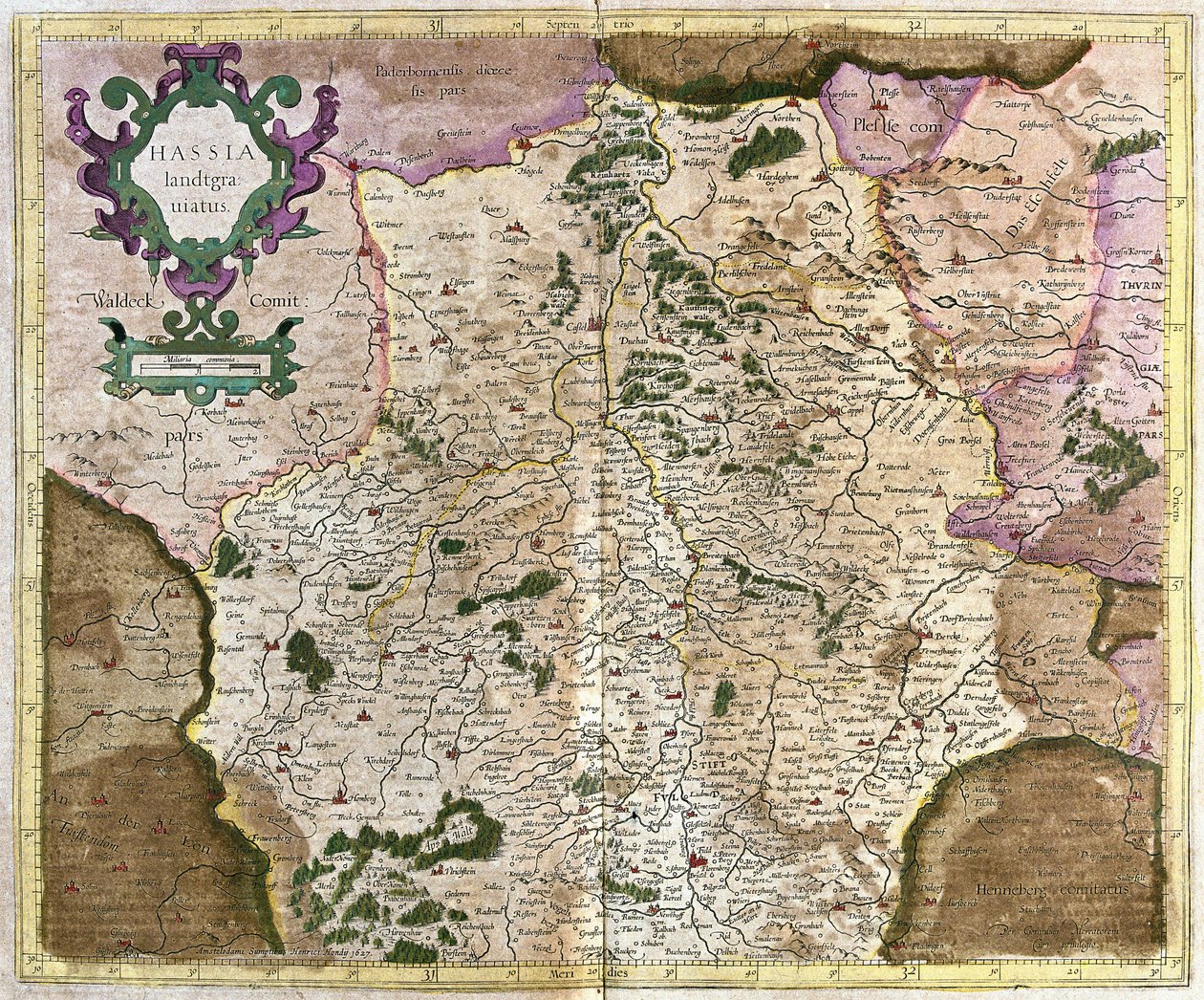Hessen, Kassel, Tyskland (gravering af Gerardus Mercator