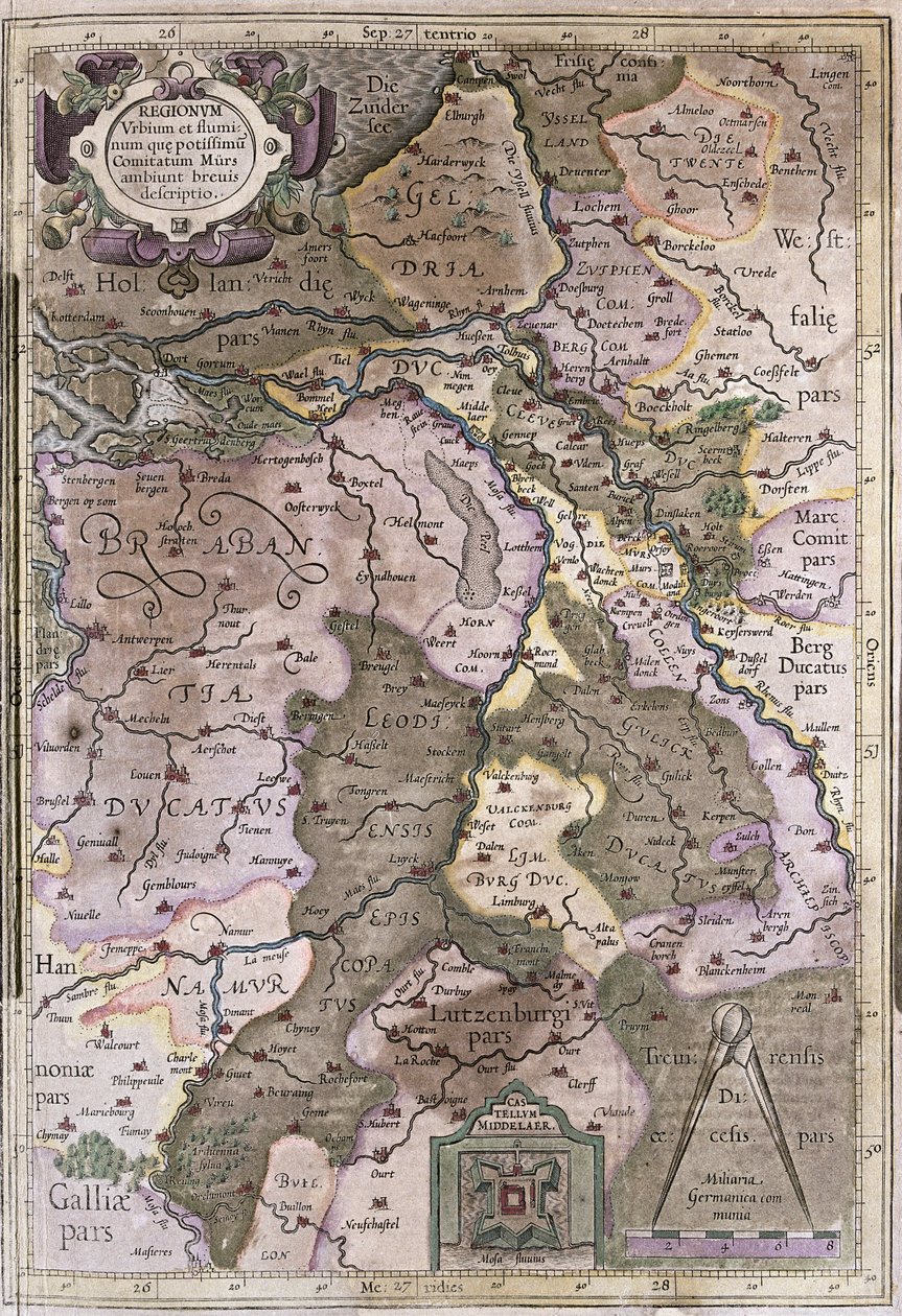 Holland og Brabant, Belgien (gravering af Gerardus Mercator