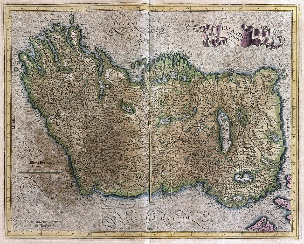 Irland af Gerardus Mercator