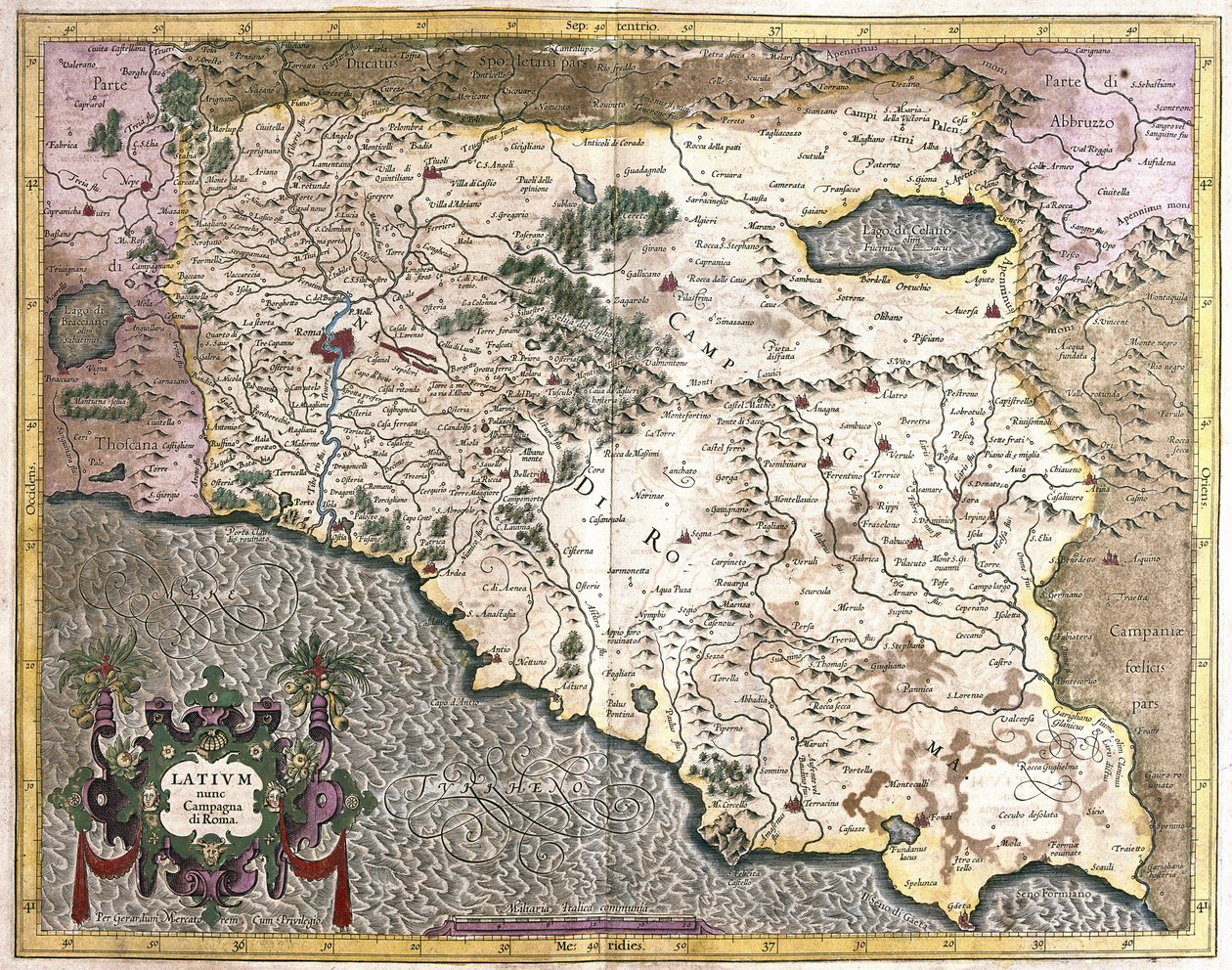 Lazio, Italien (gravering af Gerardus Mercator