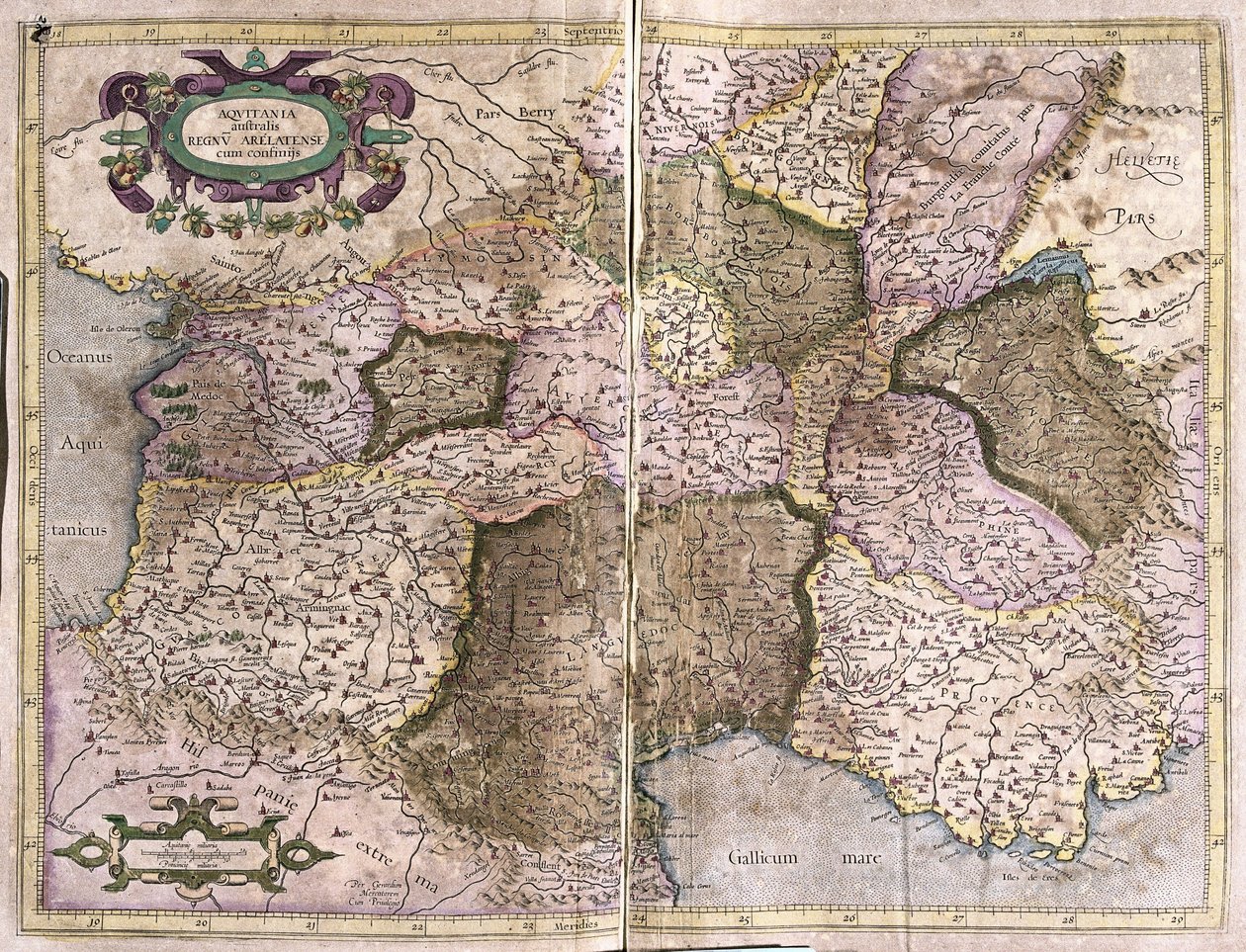 Limousine, Languedoc, Auvergne, Bourgogne og Provence, Sydfrankrig af Gerardus Mercator