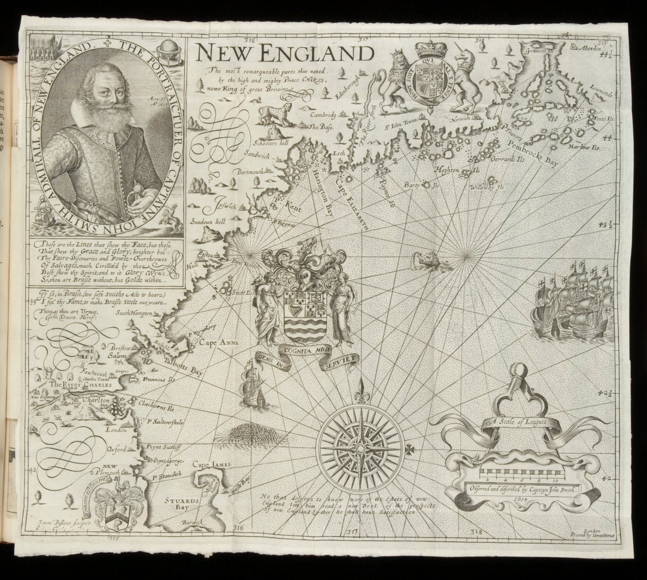 Kort over New England, fra Historia Mundi: eller Mercators Atlas, London, 1635 af Gerardus Mercator