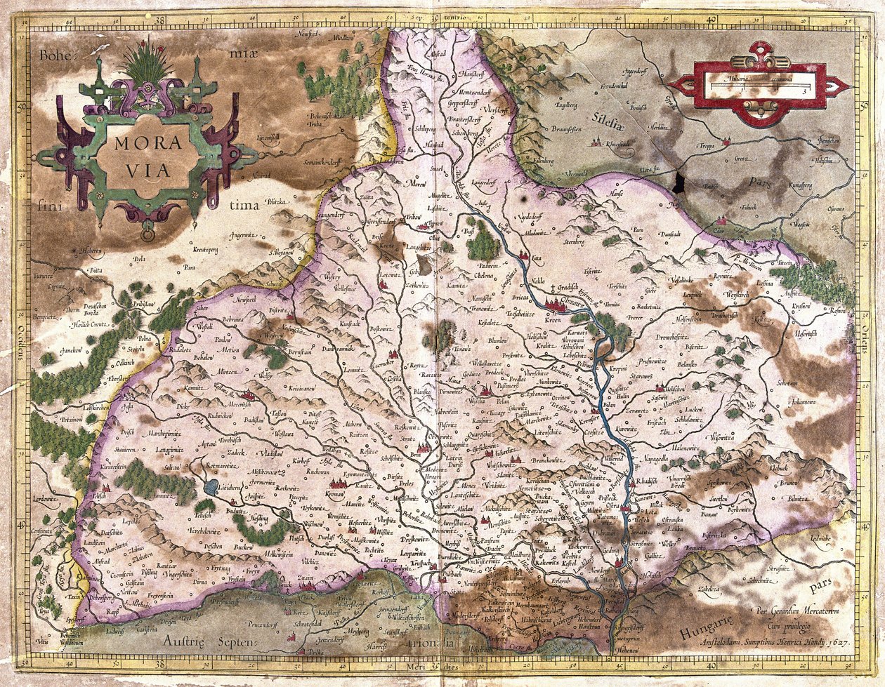 Moravia, Tjekkiet (gravering af Gerardus Mercator