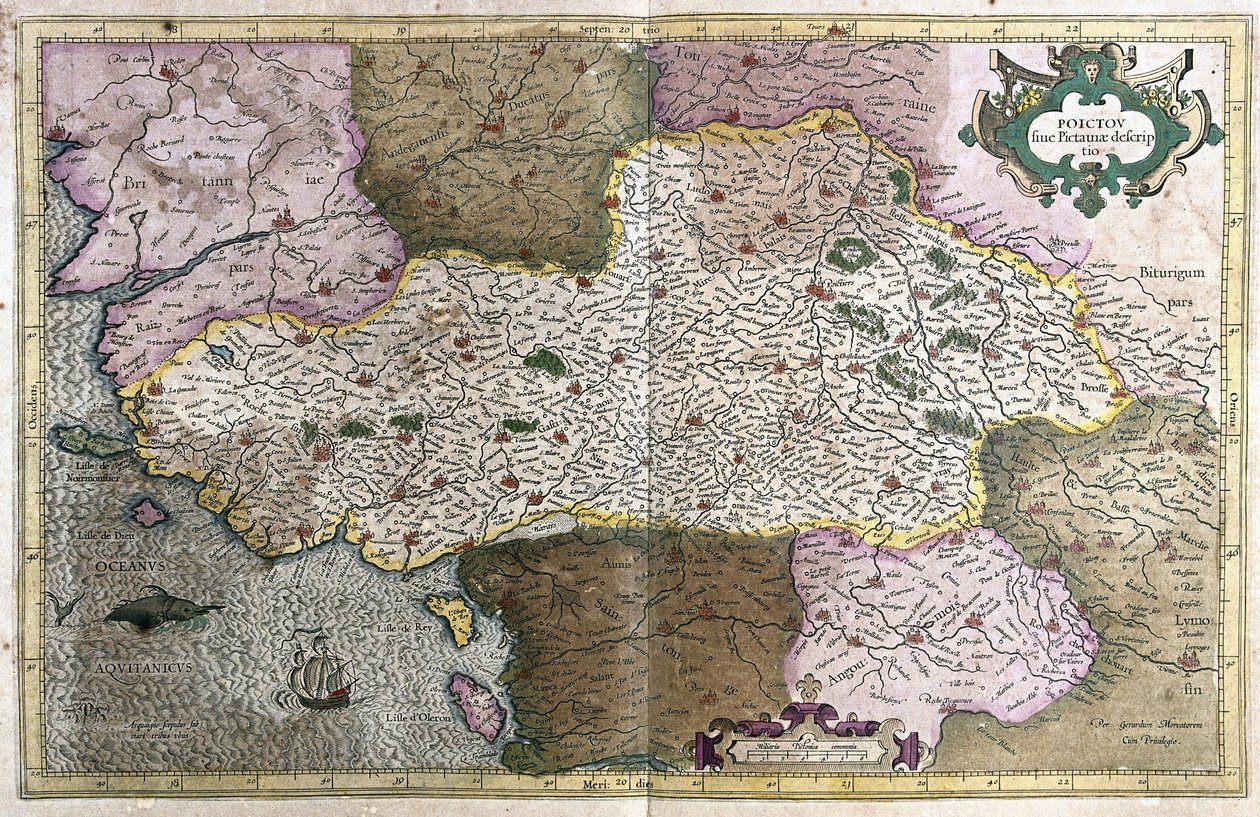 Poitou, Frankrig (gravering af Gerardus Mercator