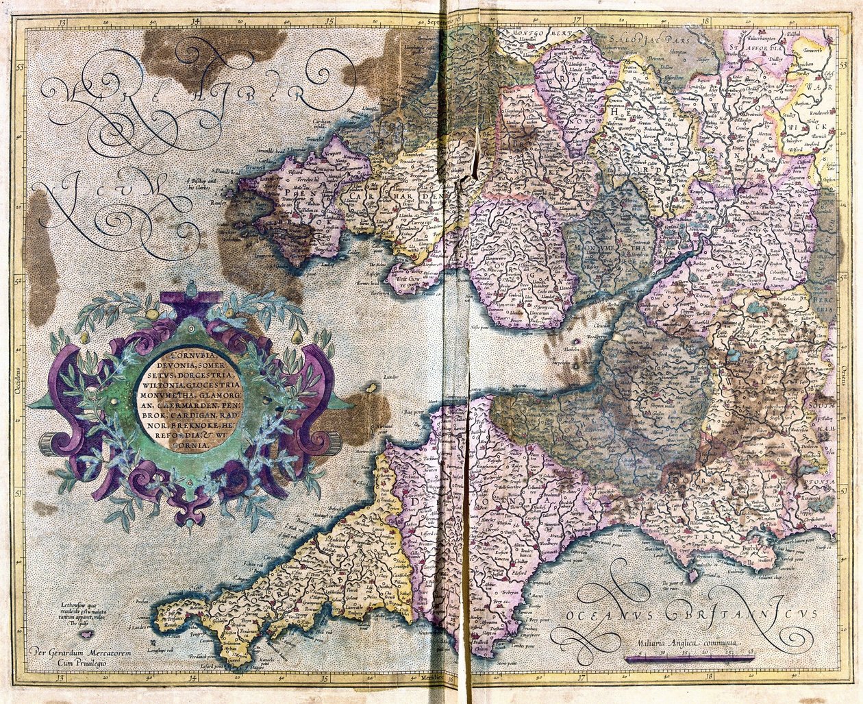 Sydvestengland (gravering af Gerardus Mercator