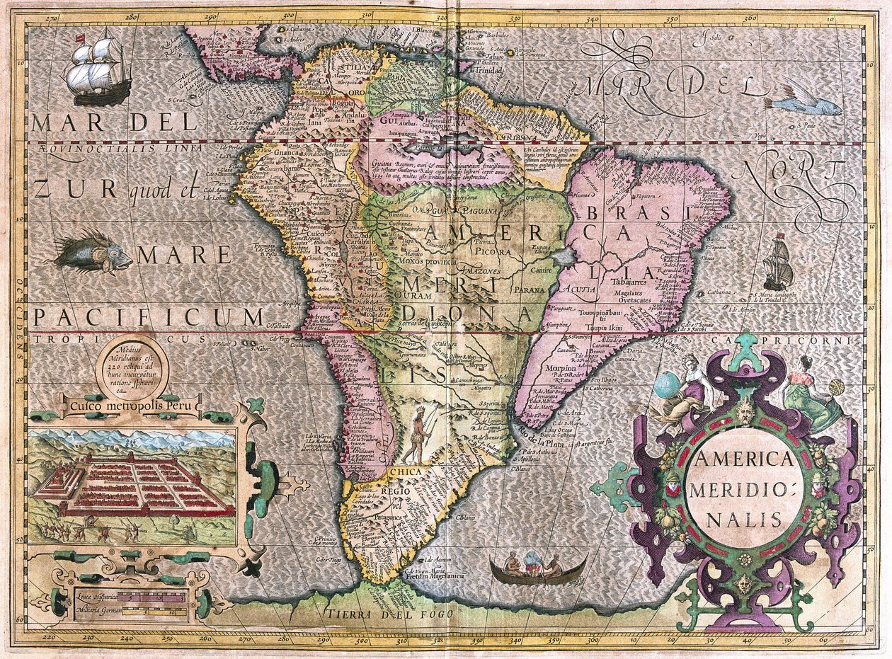 Sydamerika (gravering af Gerardus Mercator