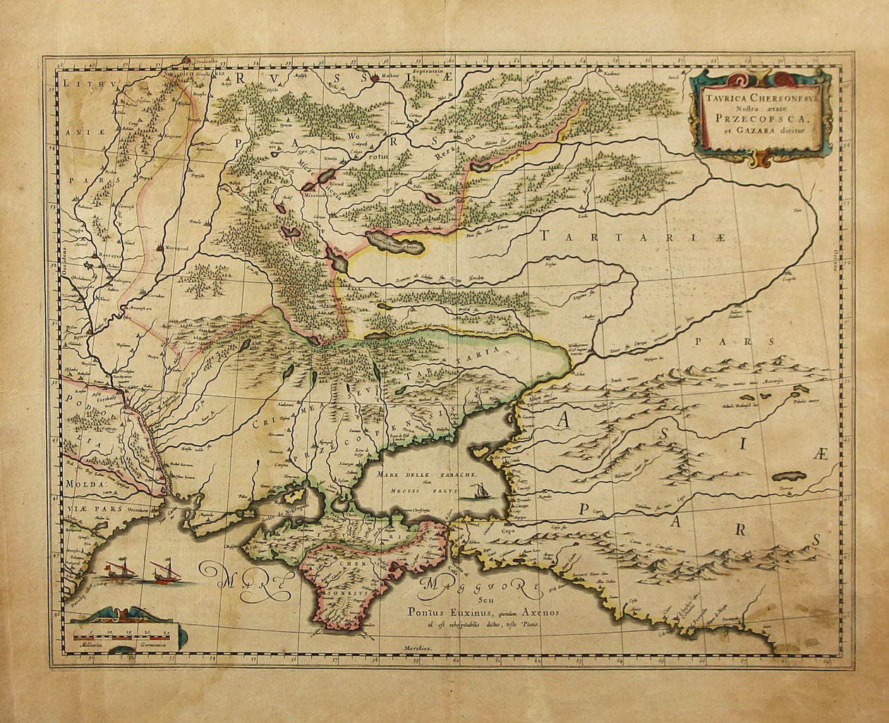 Taurica Chersonesus. Kort over Krim, 1595 af Gerardus Mercator