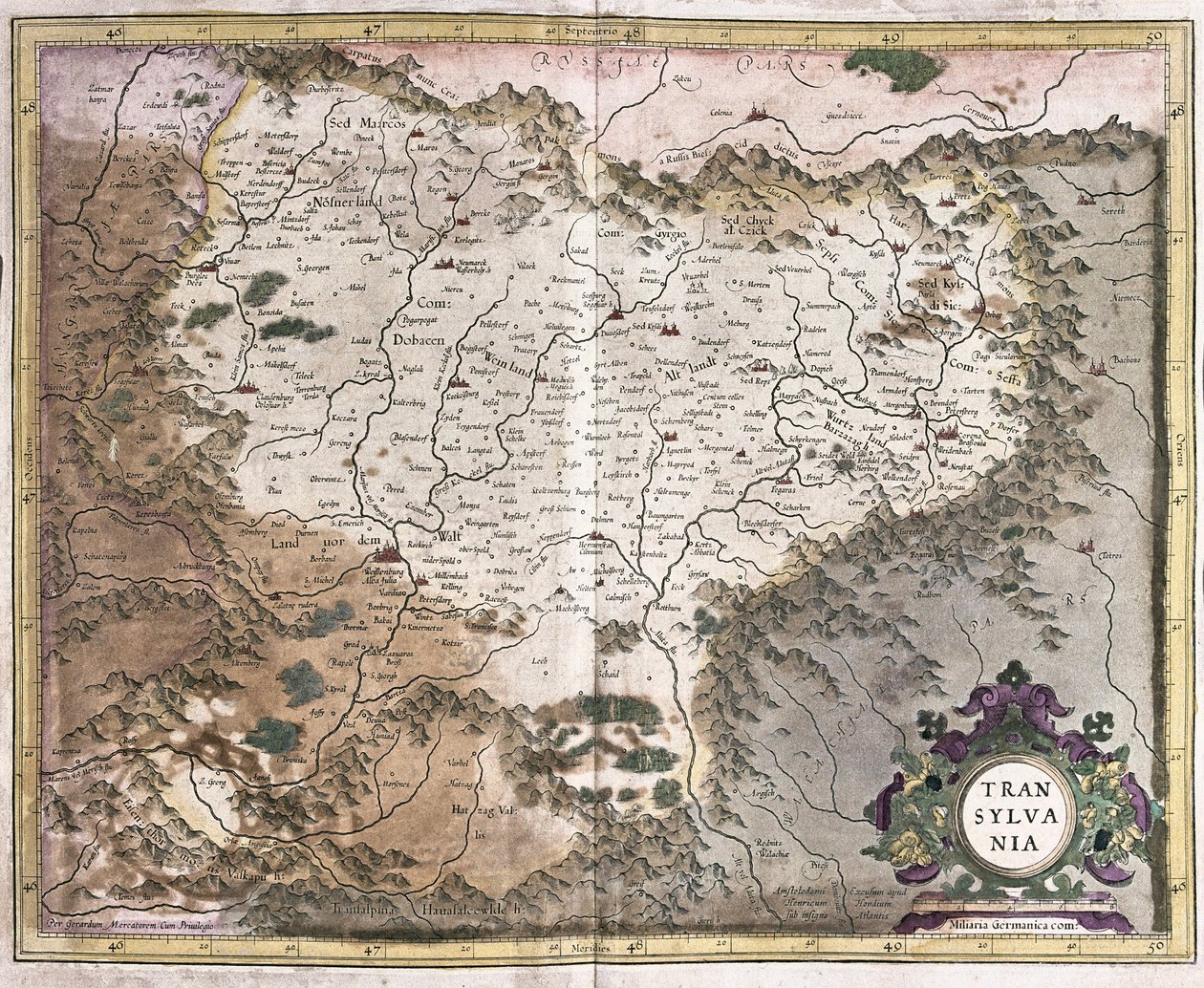 Transsylvanien, Rumænien (gravering af Gerardus Mercator