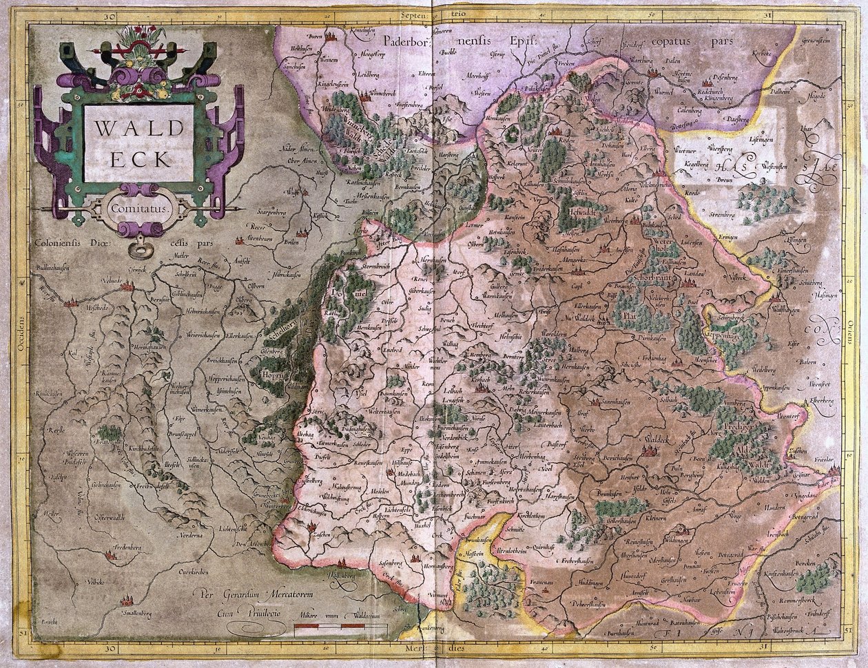 Waldeck (Hessen), Tyskland (gravering af Gerardus Mercator