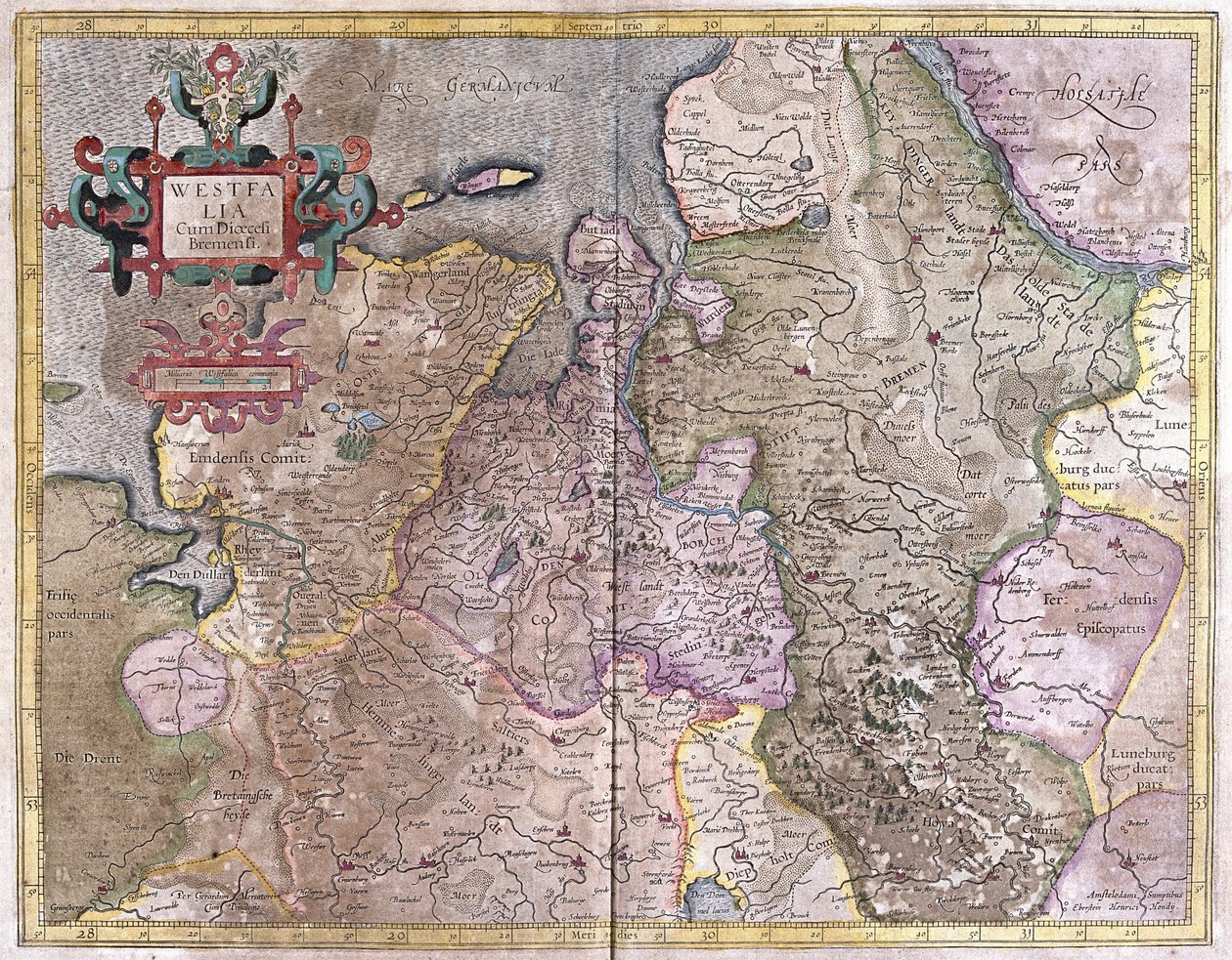 Westfalia, Tyskland (gravering af Gerardus Mercator