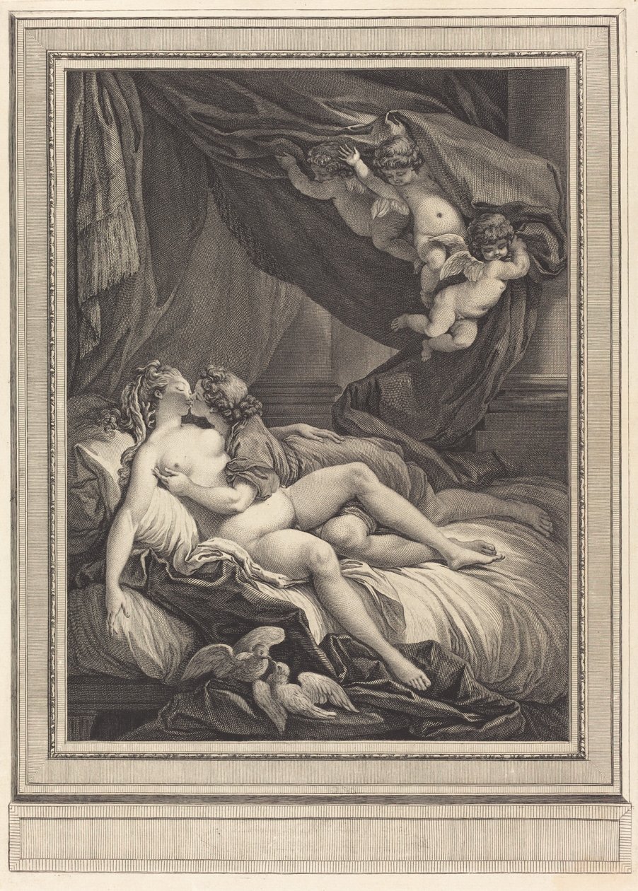 Venus og Adonis af Geraud Vidal after Charles Monnet