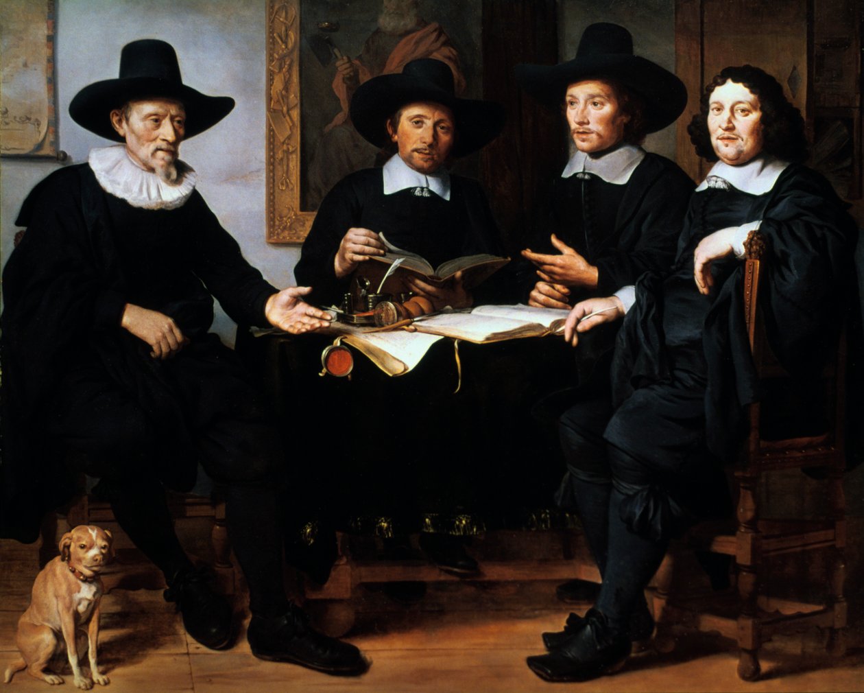 Fire officerer fra Amsterdam Coopers and Wine-rackers Guild, 1657. af Gerbrand van den Eeckhout