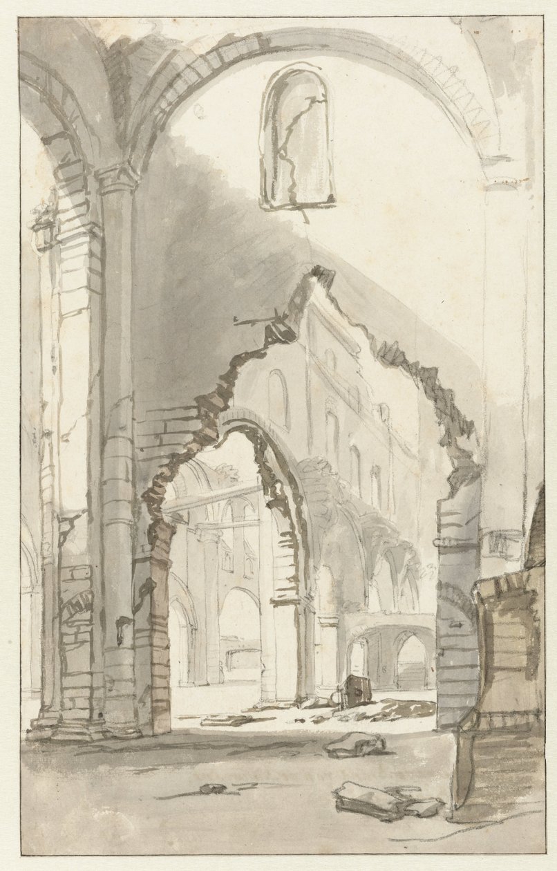 Interiør af Nieuwe Kerk i Amsterdam, efter den store brand i 1645 af Gerbrand van den Eeckhout