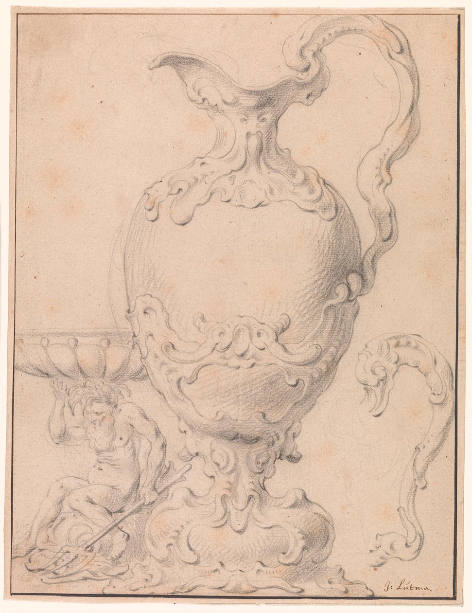 Design til en vase, en saltkrukke og et håndtag af Gerbrand van den Eeckhout
