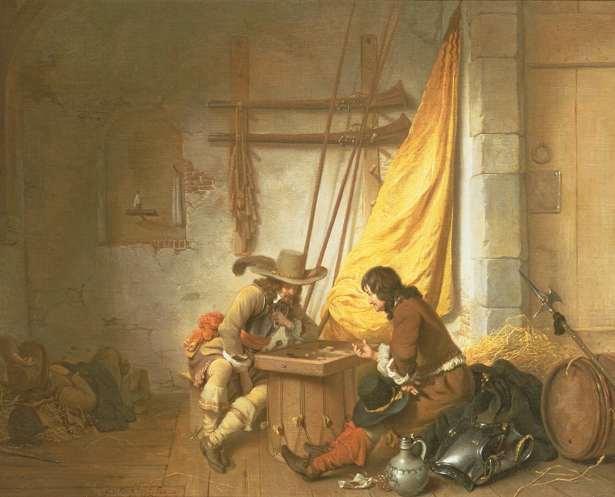Soldater, der spiller Tric-Trac, 1653 af Gerbrand van den Eeckhout