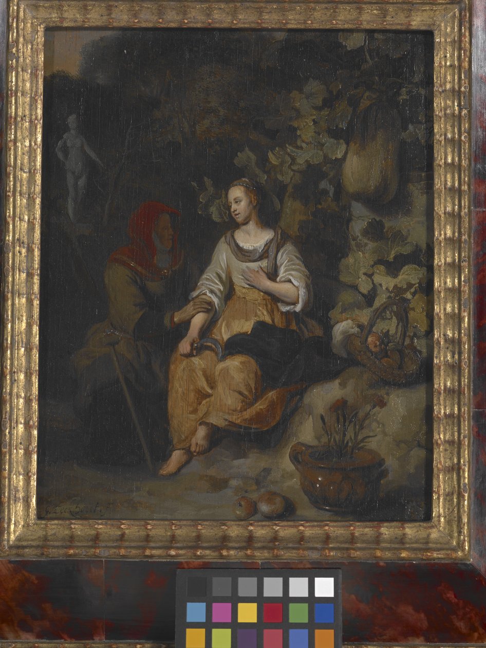 Vertumnus og Pomona (olie på træ) af Gerbrandt van den Eeckhout
