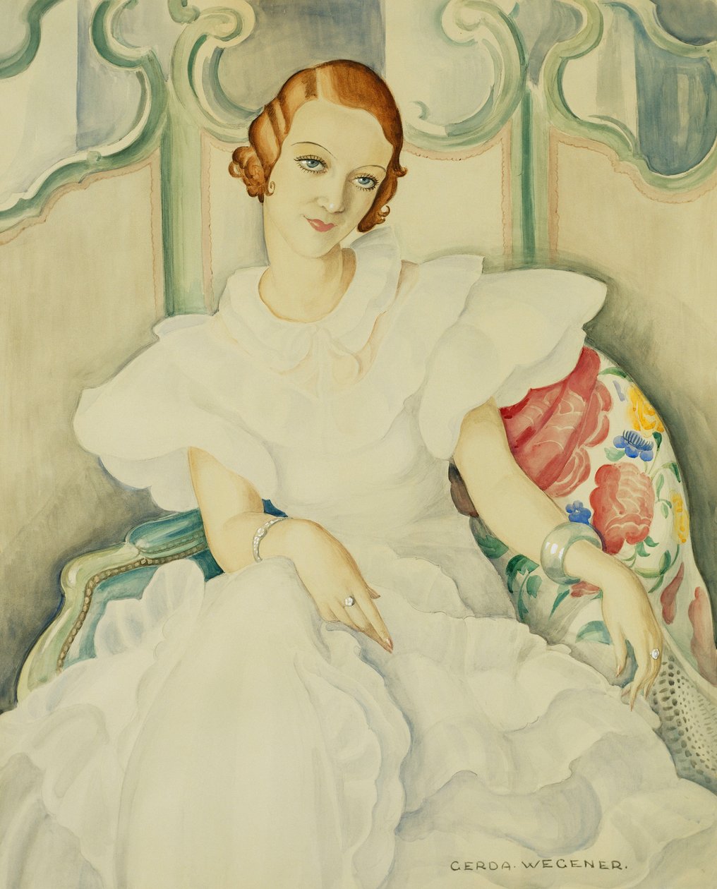Portræt af en dame, halv længde af Gerda Marie Frederike Wegener