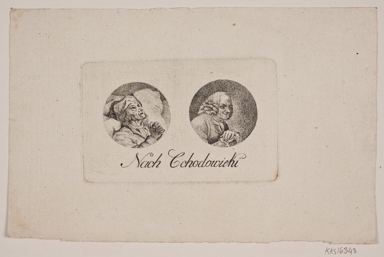 Blad med to tondoportrætter af Gerhard Ludvig Lahde