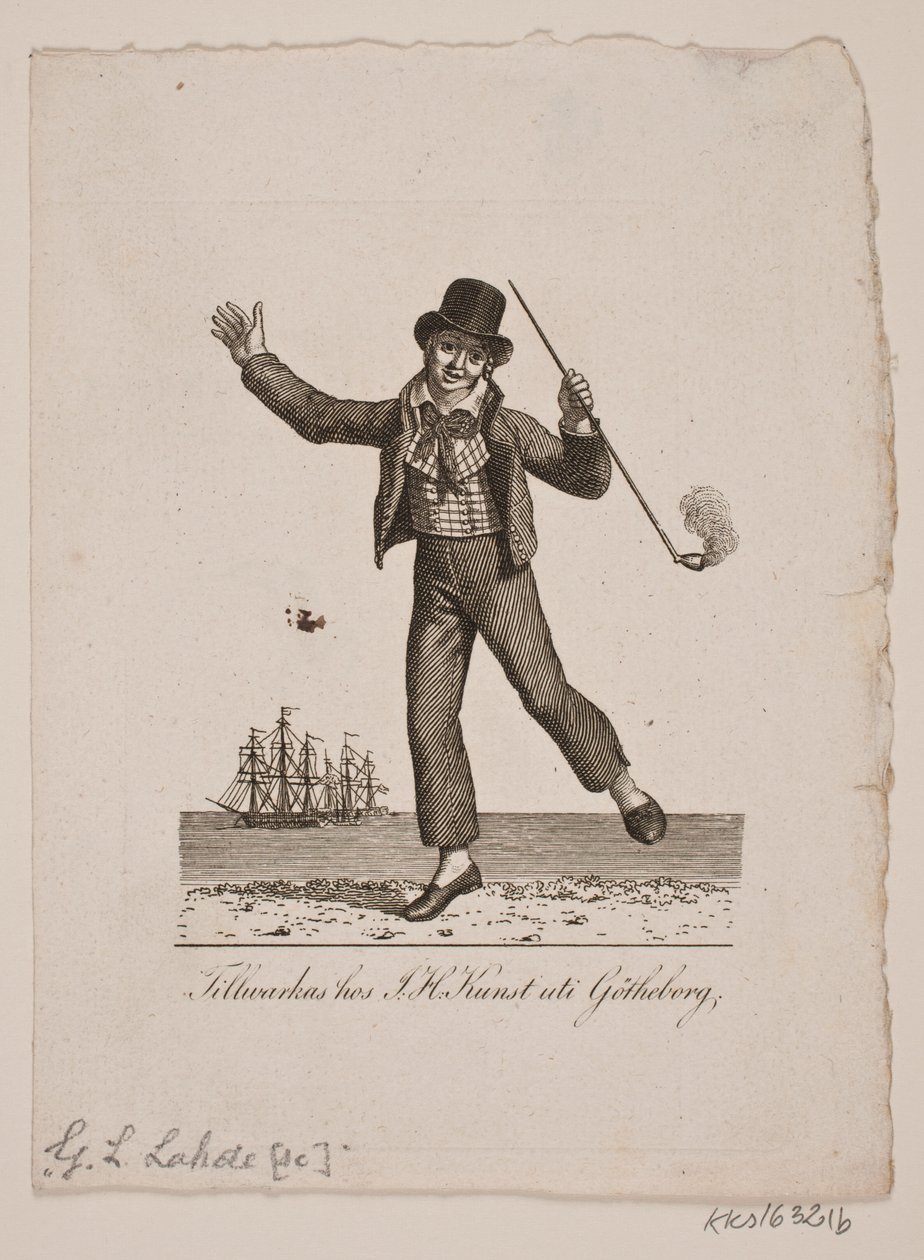 Dansende sømand med pibe af Gerhard Ludvig Lahde