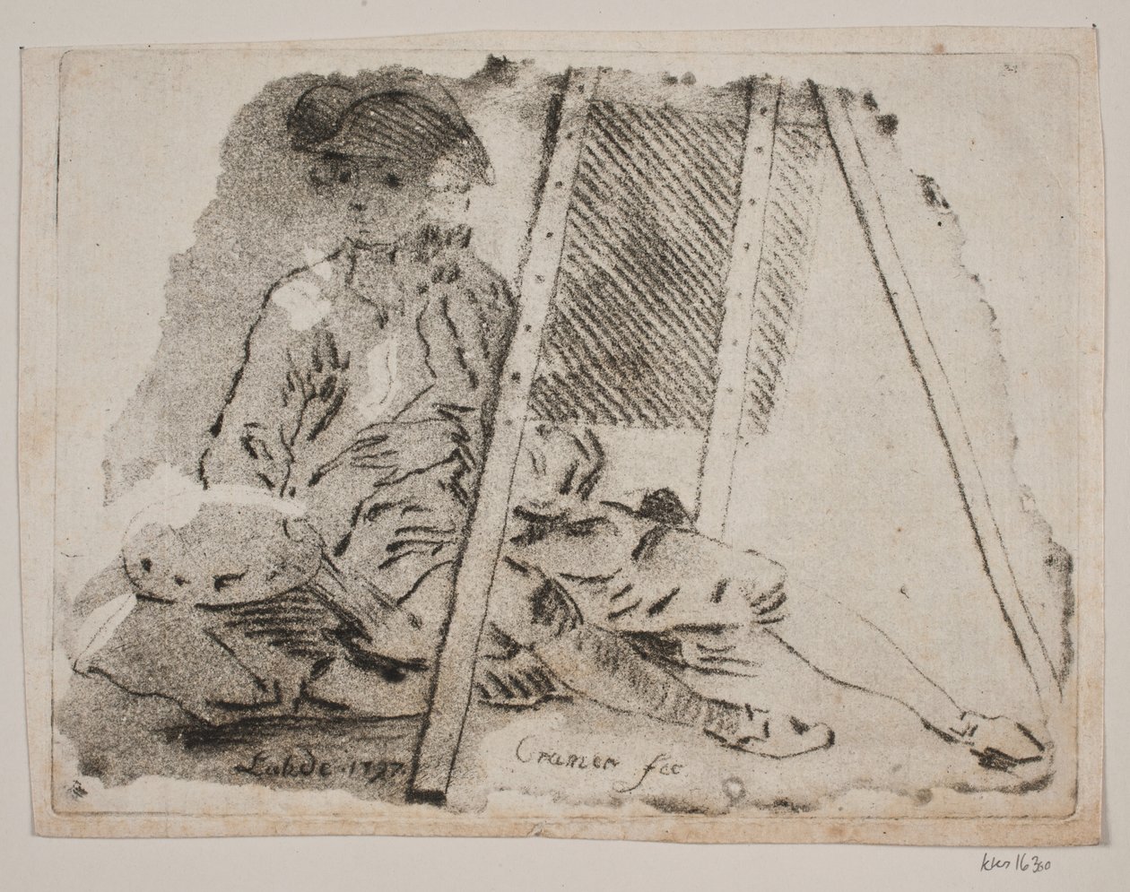 En maler (Juel) ved sit staffeli af Gerhard Ludvig Lahde