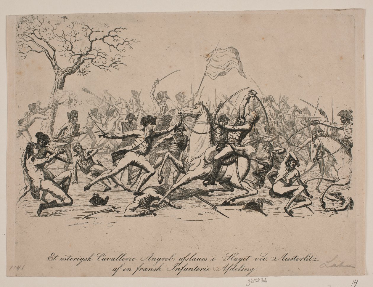 Et østrigsk cavalleria angreb af lås i slaget ved Austerlitz af Gerhard Ludvig Lahde