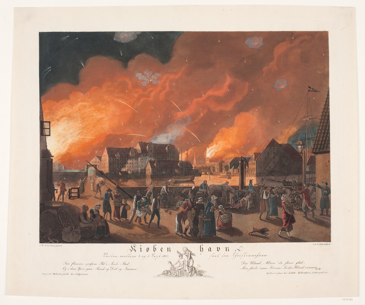 København, natten mellem 4. og 5. september set fra Christianshavn af Gerhard Ludvig Lahde