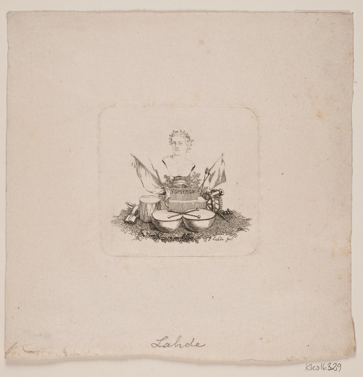 Vignet med buste af Sophron af Gerhard Ludvig Lahde