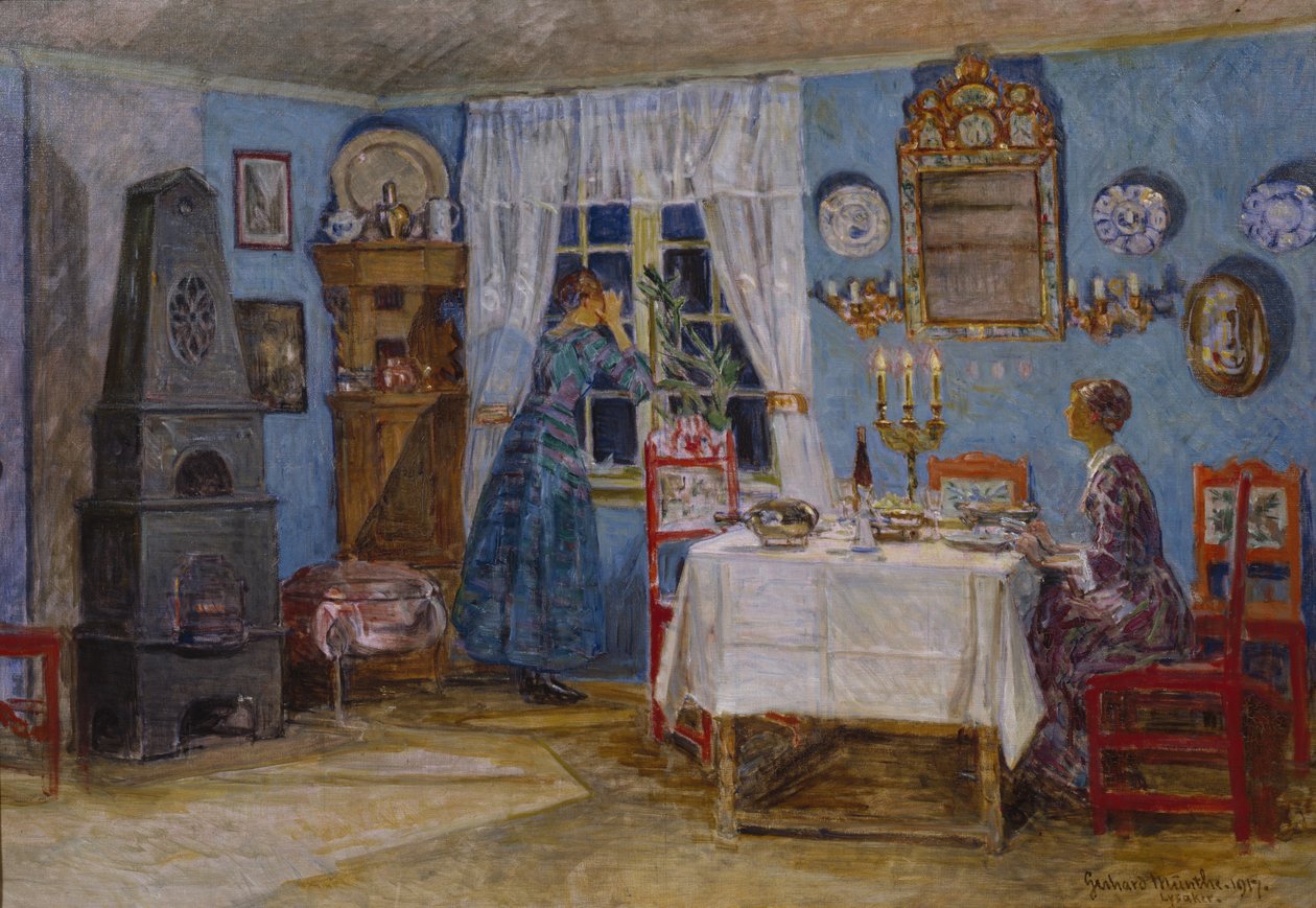 Kommer han ikke snart? 1917 (olie på lærred) af Gerhard Peter Frantz Vilhelm Munthe