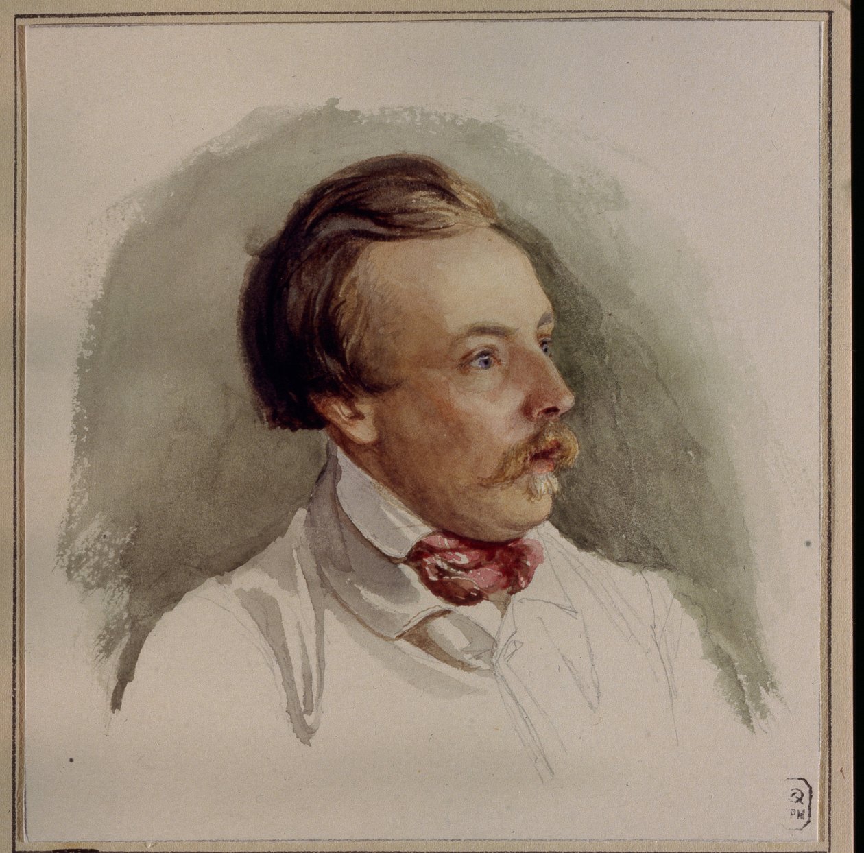 Portræt af maleren Alexander (Alexander) von Kotzebue (1815-1889). (Portræt af maleren A. von Kotzebue). Værk af Gerhard Wilhelm von Reutern (1794-1865), akvarel på papir, omkring 1840. Tysk kunst af Gerhard Wilhelm von Reutern