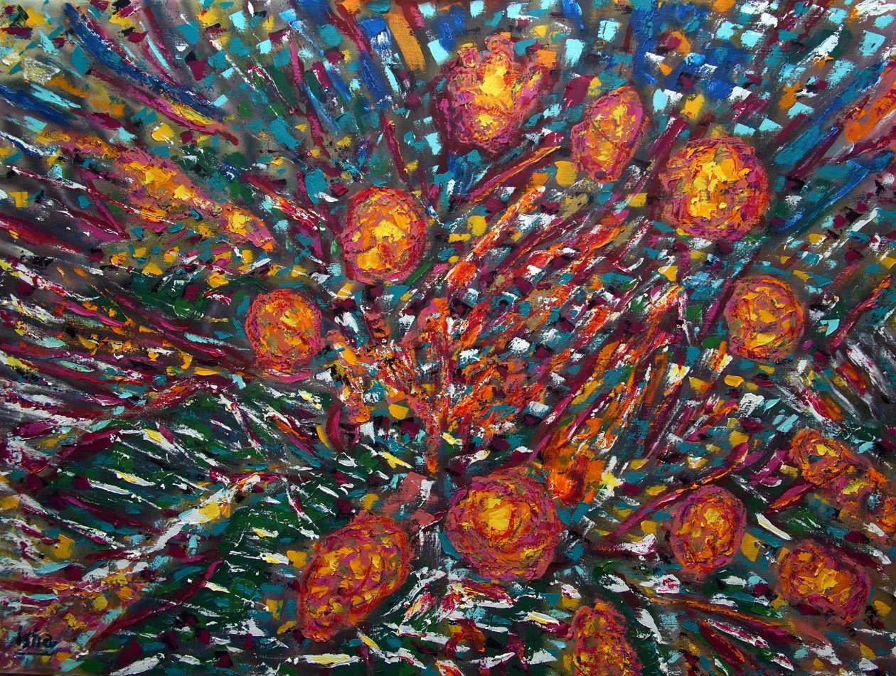 Abstract Floral II, 2023 (olie på lærred) af Gerhardt Isringhaus