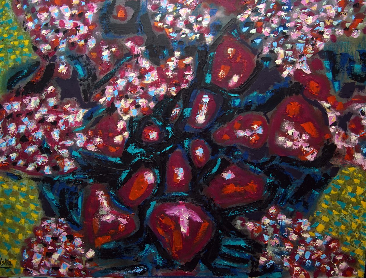 Abstract Floral I, 2023 (olie på lærred) af Gerhardt Isringhaus