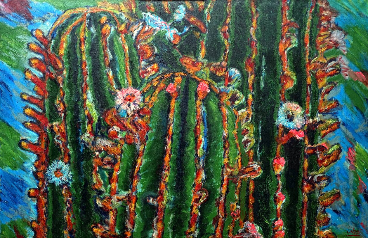 Blomstrende kaktus, 2013 (olie på lærred) af Gerhardt Isringhaus