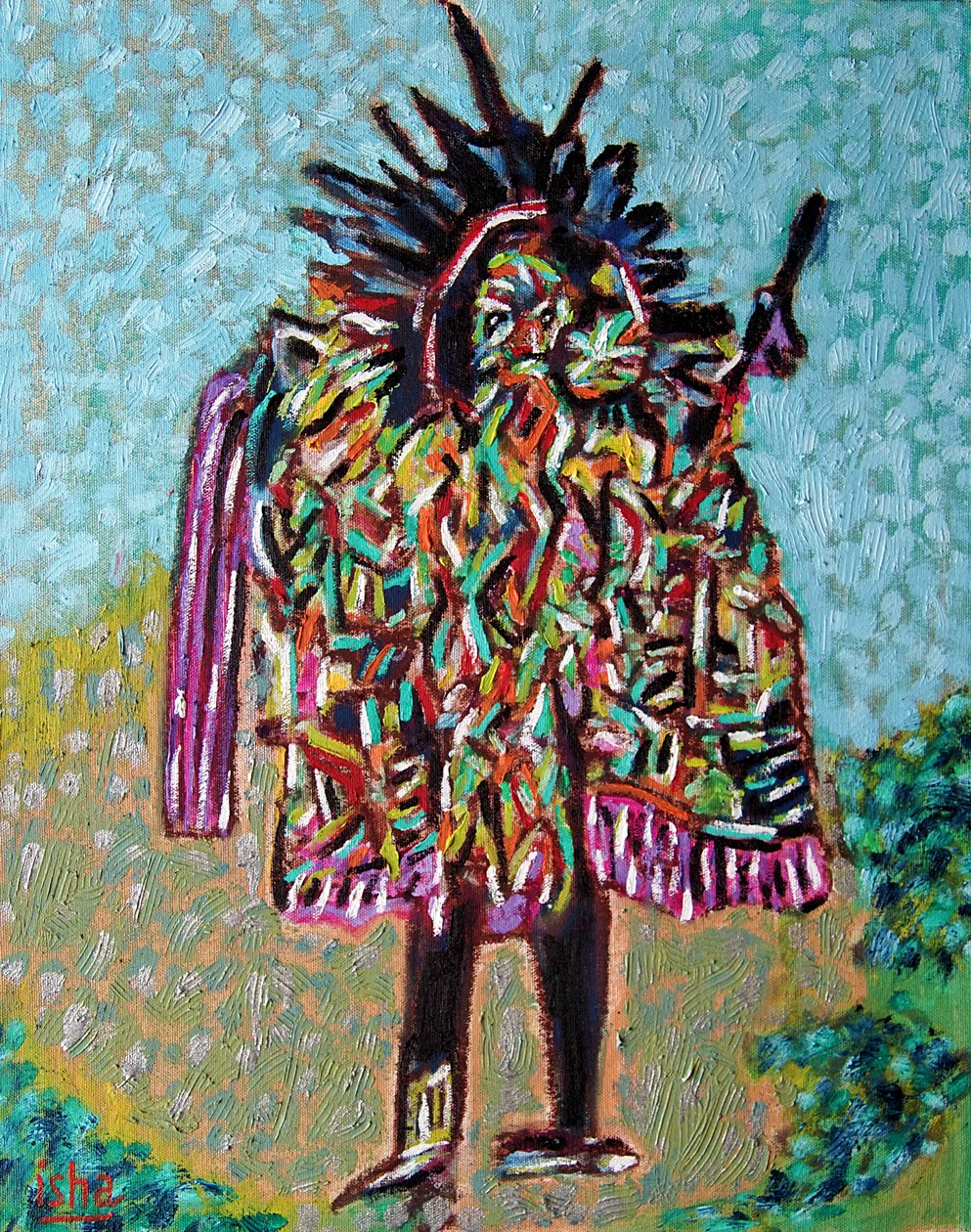 Cameleon Shaman, 2020 (olie på lærred) af Gerhardt Isringhaus