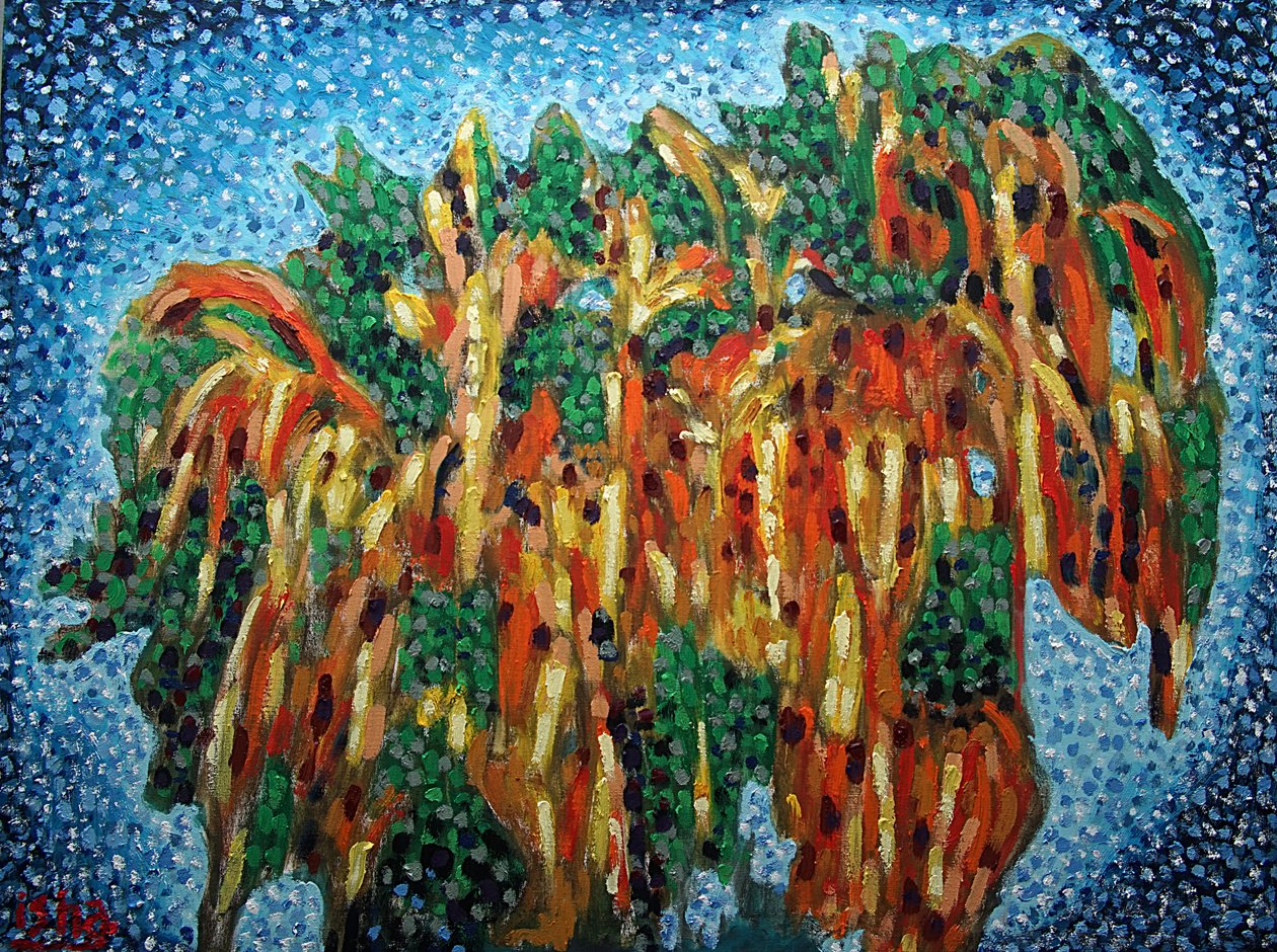 Coconut Palm in Twilight,2019 (olie på lærred) af Gerhardt Isringhaus