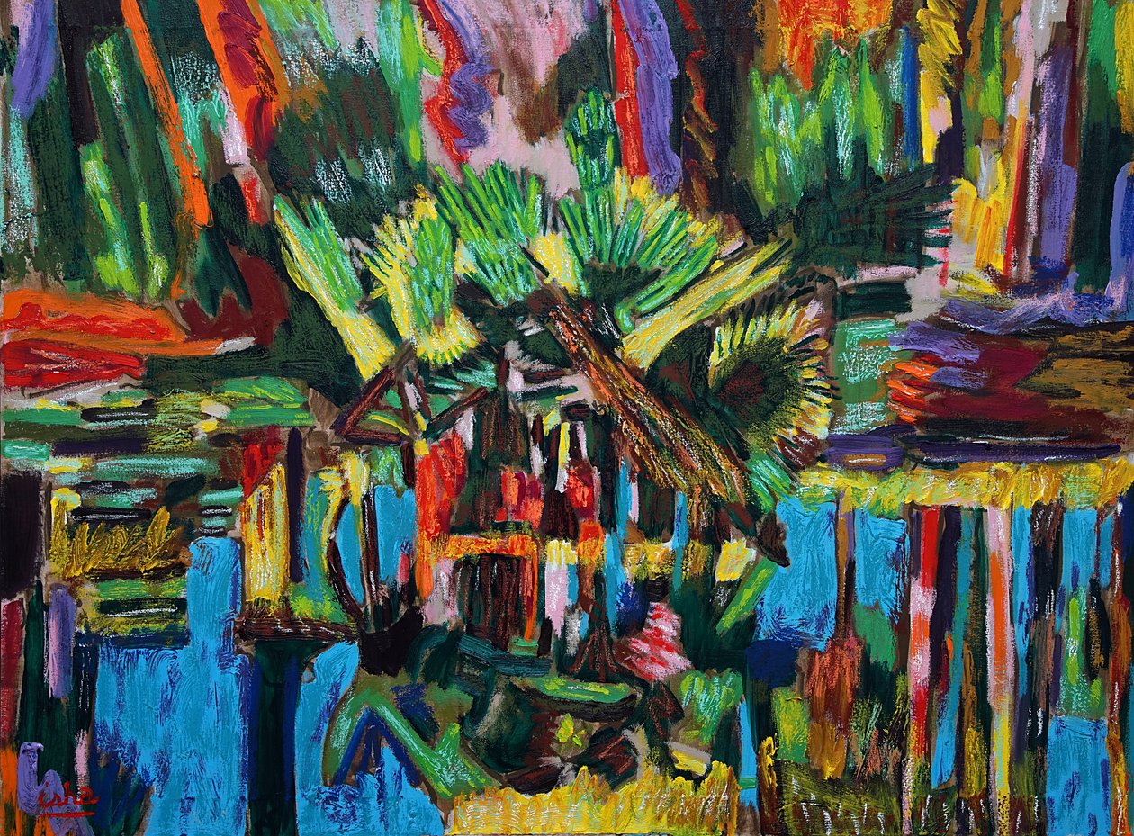 Estuario Abstracto.2018 (olie på lærred) af Gerhardt Isringhaus