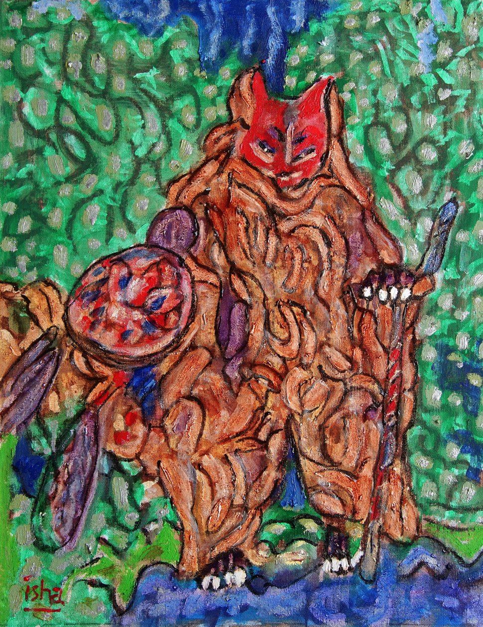 Fox Shaman,2020 (olie på lærred) af Gerhardt Isringhaus