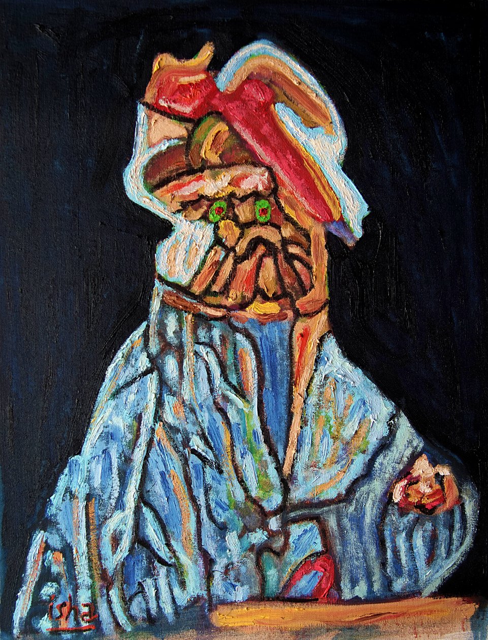 Olive eyed Dog Shaman, 2022 (olie på lærred) af Gerhardt Isringhaus