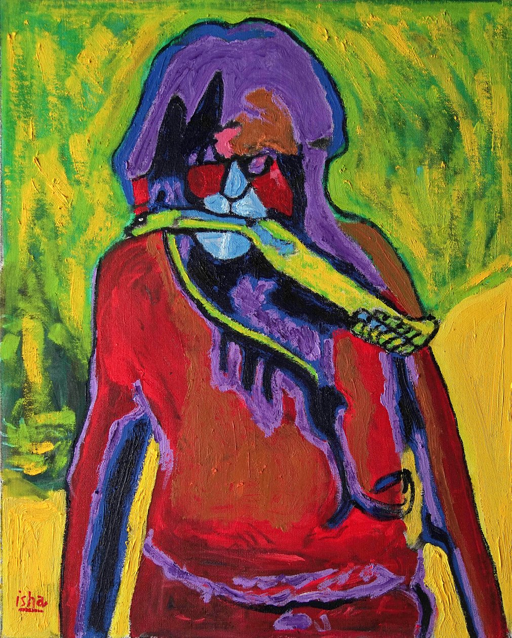 Snake Shaman, 2020 (olie på lærred) af Gerhardt Isringhaus