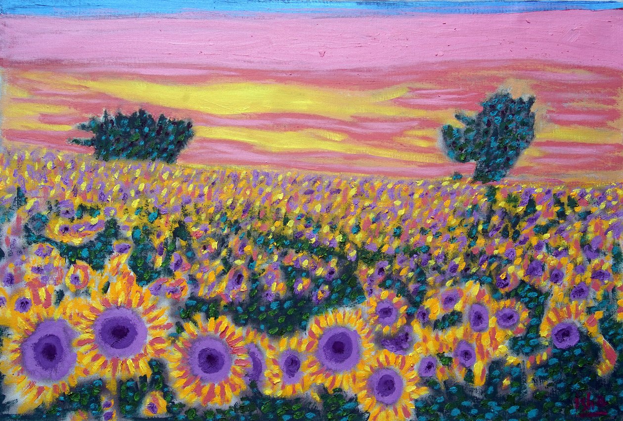 Sunflower Field, 2024 (olie på lærred) af Gerhardt Isringhaus