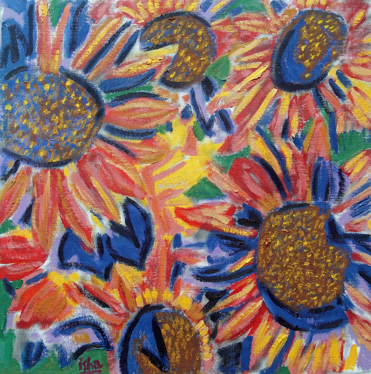 Sunflower Warm, 2024 (olie på lærred) af Gerhardt Isringhaus