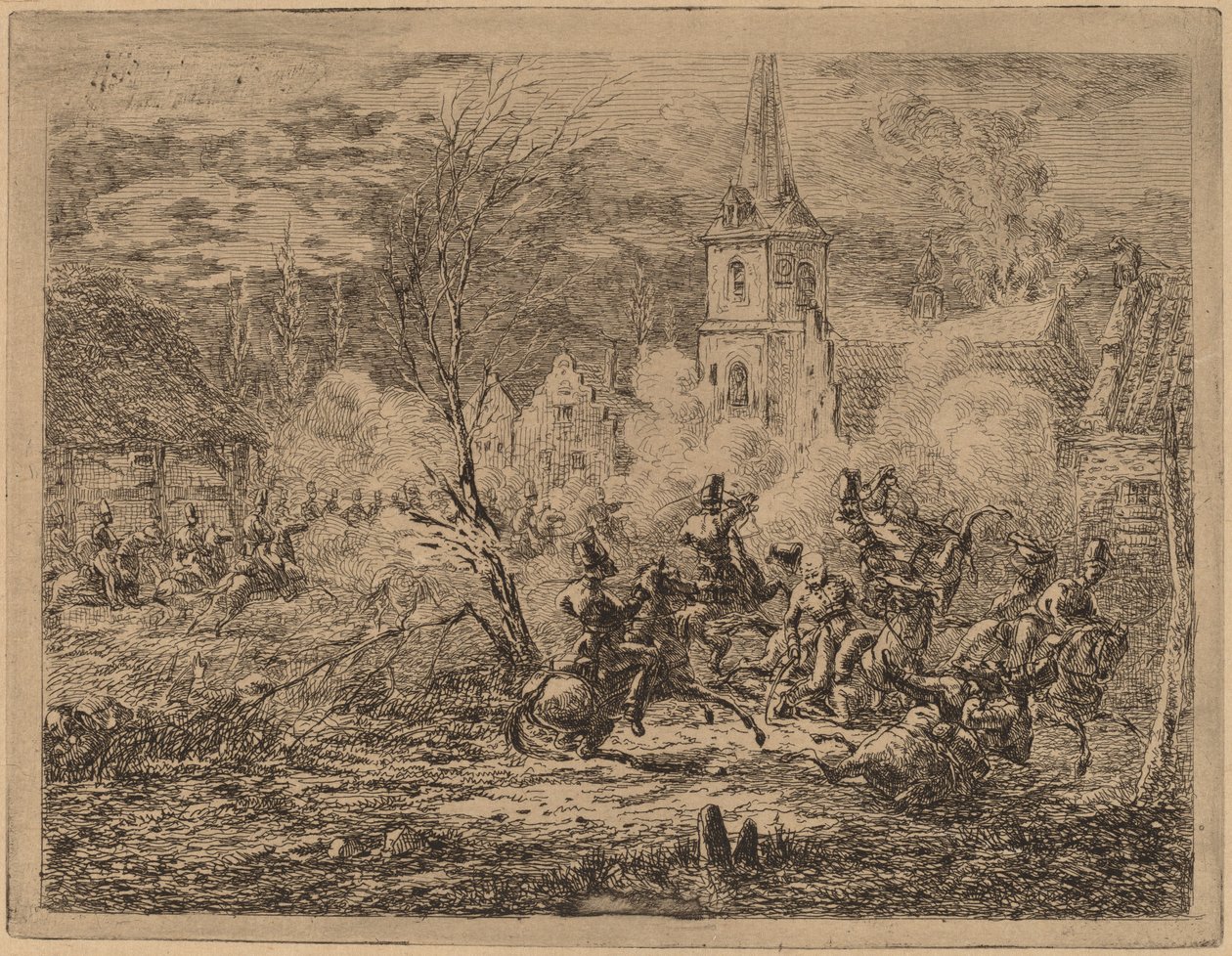 Tilfangetagelse af en landsby af Gerhardus Emaus de Micault