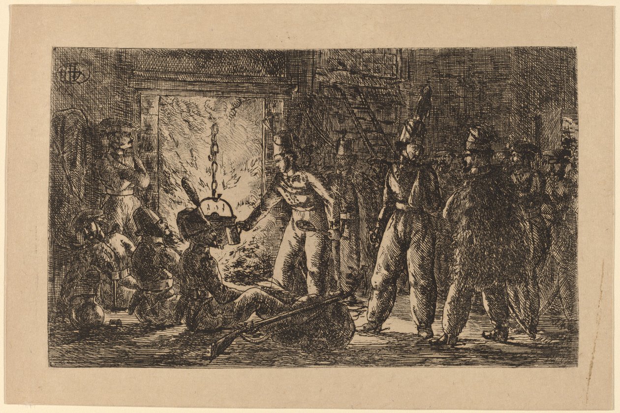 Kosakker foran en pejs [recto] af Gerhardus Emaus de Micault