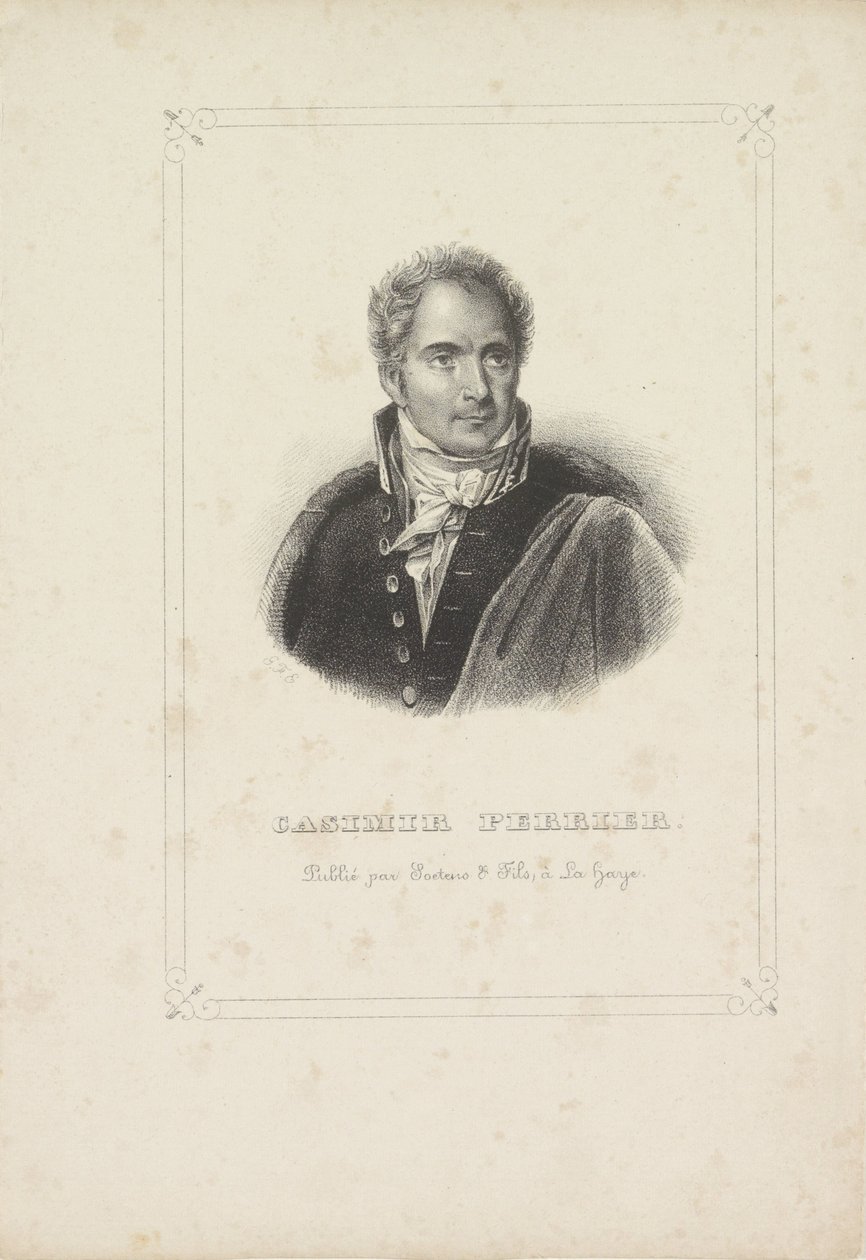 Portræt af Casimir Pierre Périer Portrætserie af Soetens & Fils fra 1838 (serietitel) af Gerhardus Fredericus Eilbracht